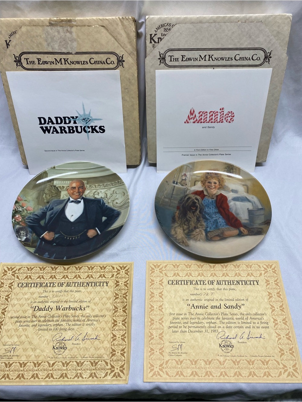 * Knowles Decorative Collectible Plates Annie & sandy Daddy Warbucks